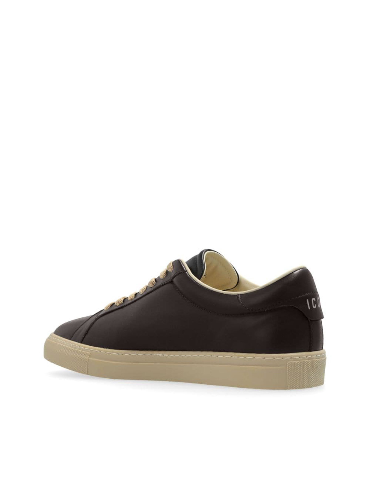 Shop Dsquared2 Leather Sneakers In Beige