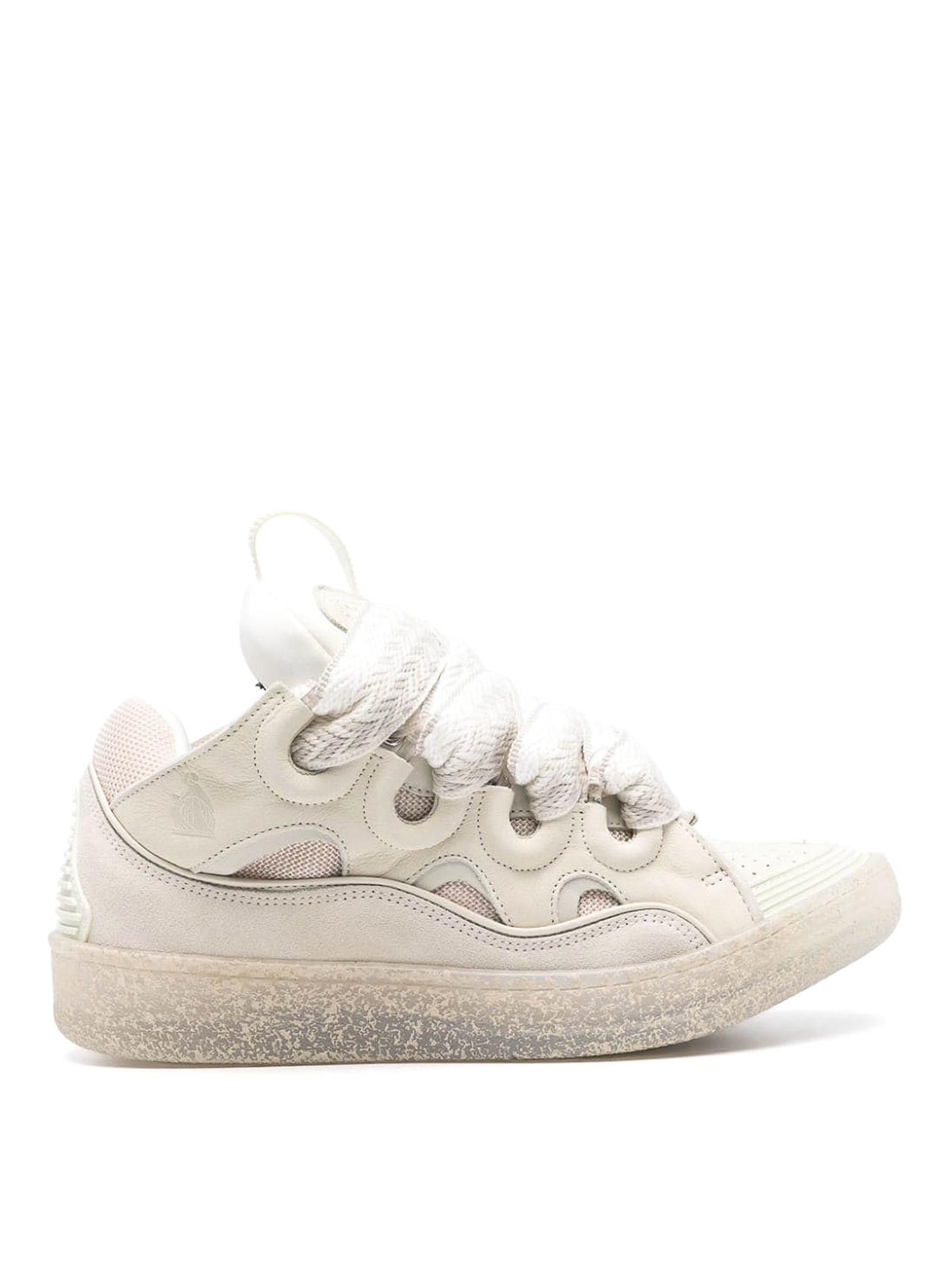 Shop Lanvin Leather Sneakers In White