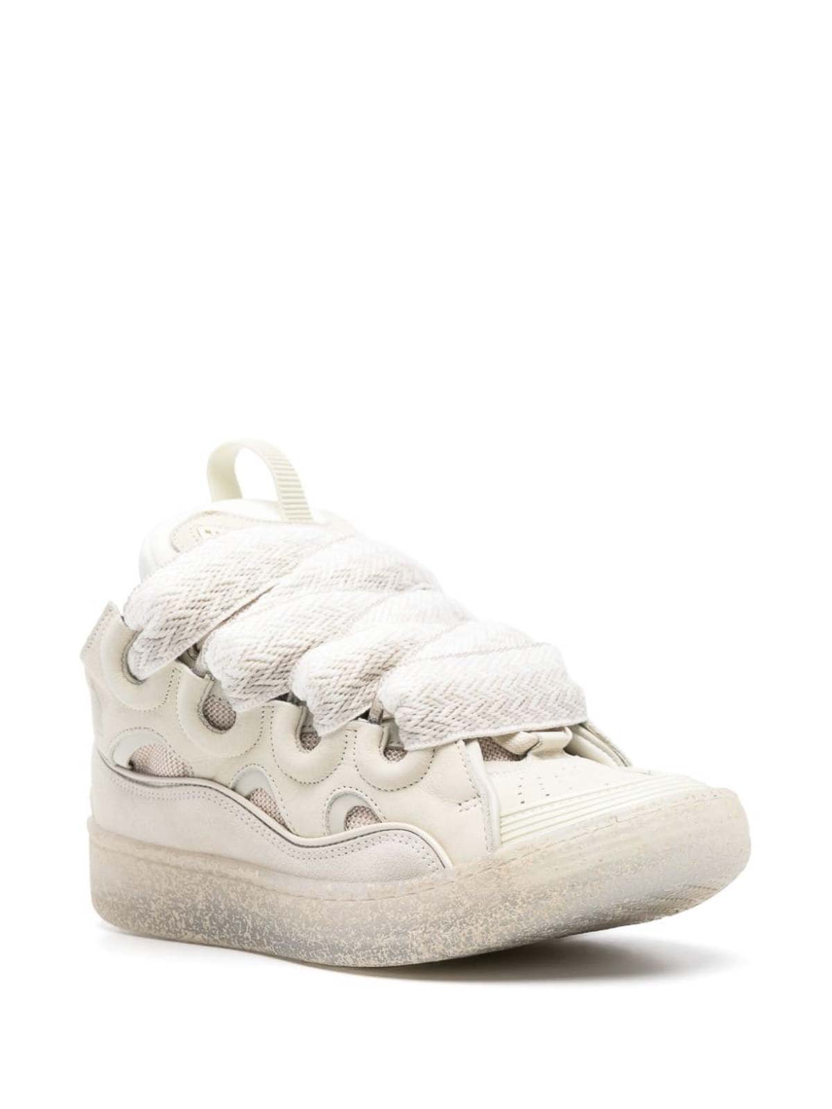 Shop Lanvin Leather Sneakers In White