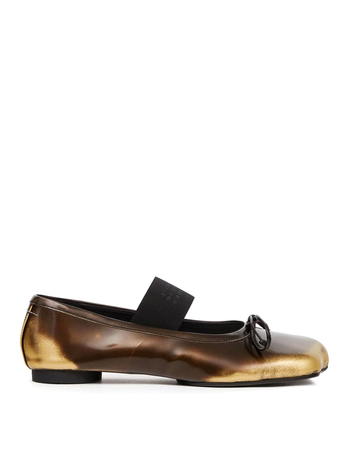 Shop Mm6 Maison Margiela Leather Black Ballets