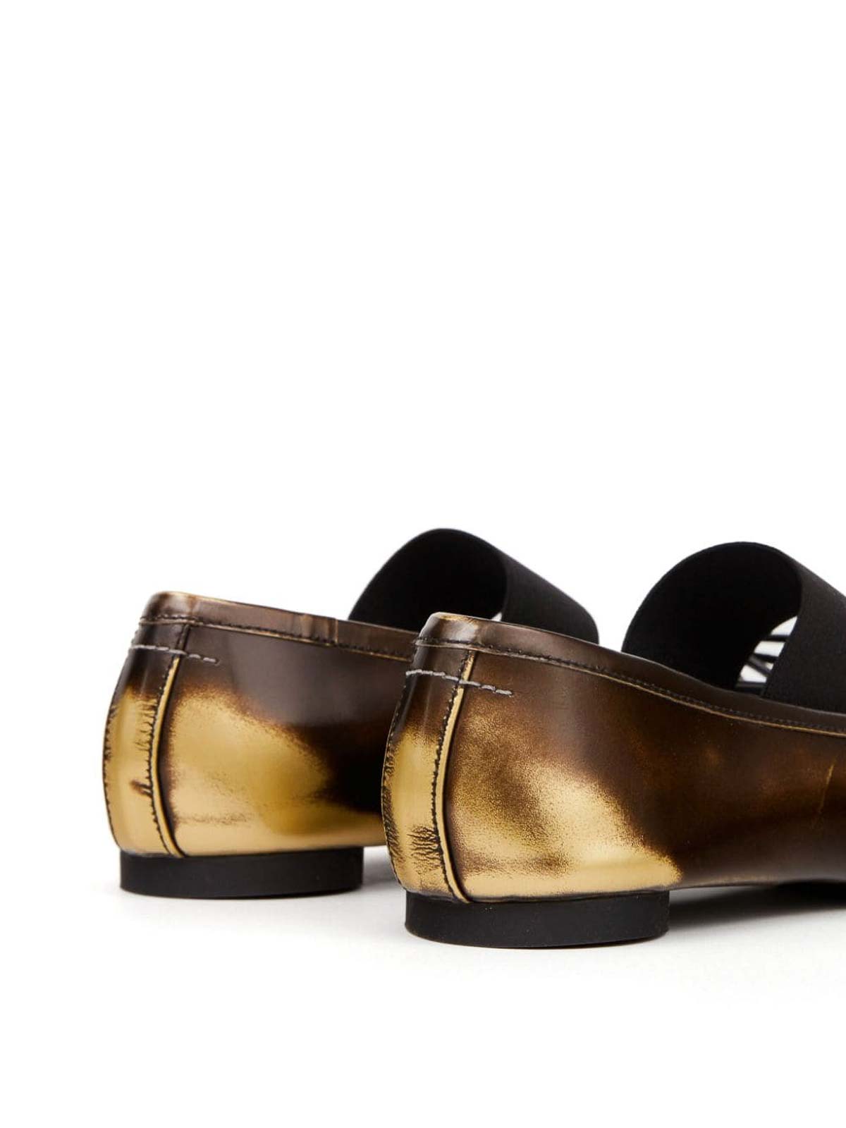 Shop Mm6 Maison Margiela Leather Black Ballets