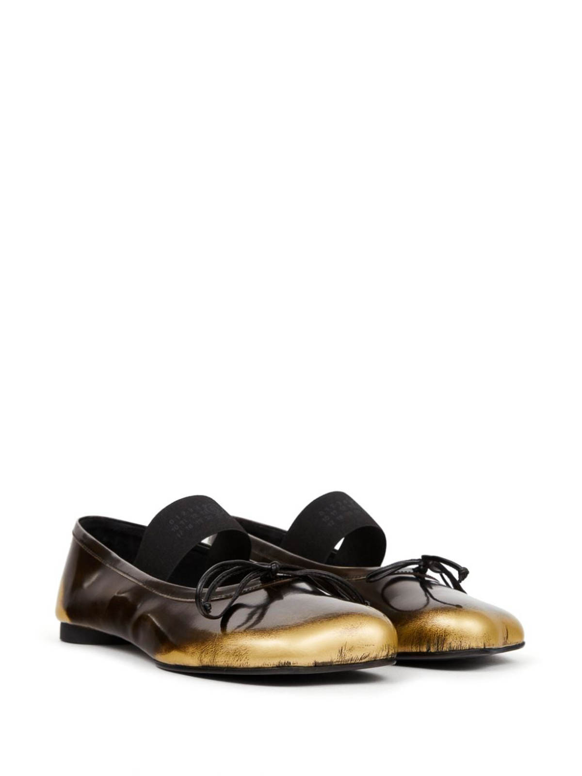 Shop Mm6 Maison Margiela Leather Black Ballets