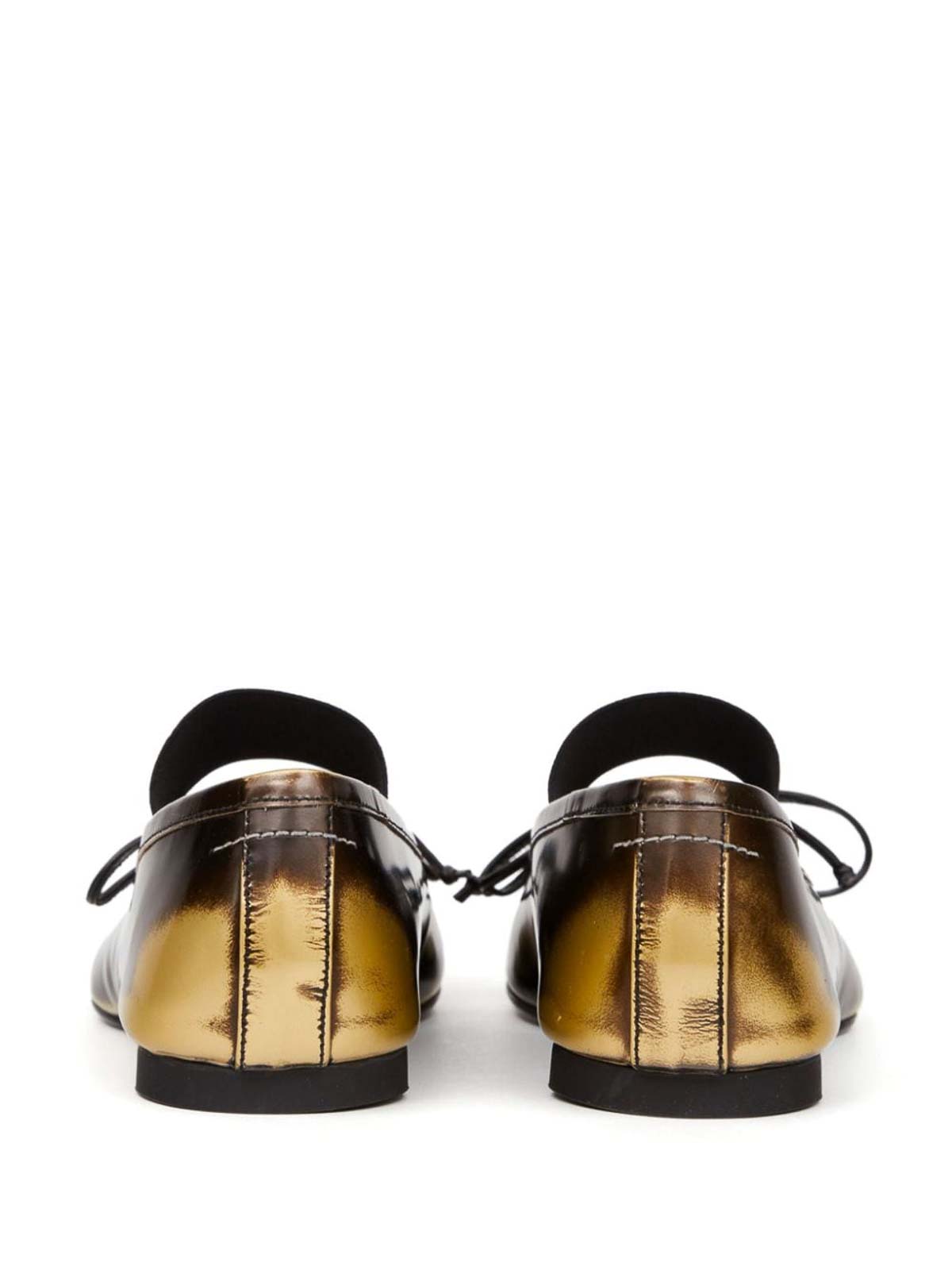 Shop Mm6 Maison Margiela Leather Black Ballets