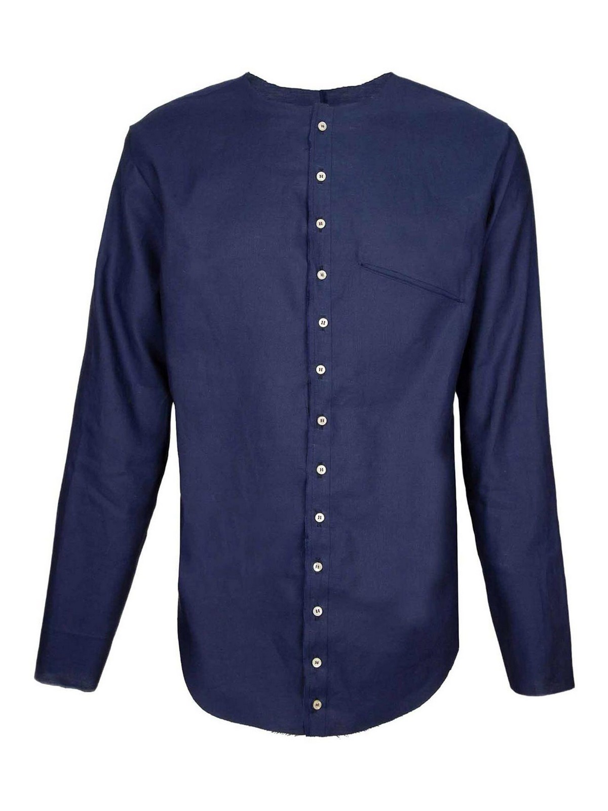 Shop Marco Castelli Long Linen Shirt In Blue Color