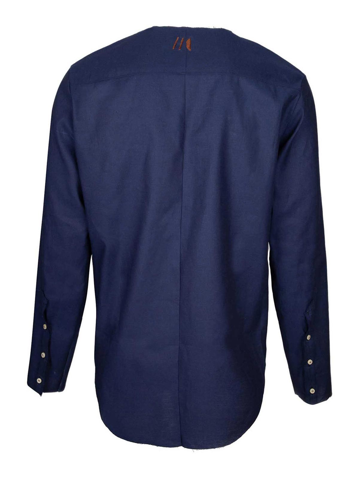 Shop Marco Castelli Long Linen Shirt In Blue Color