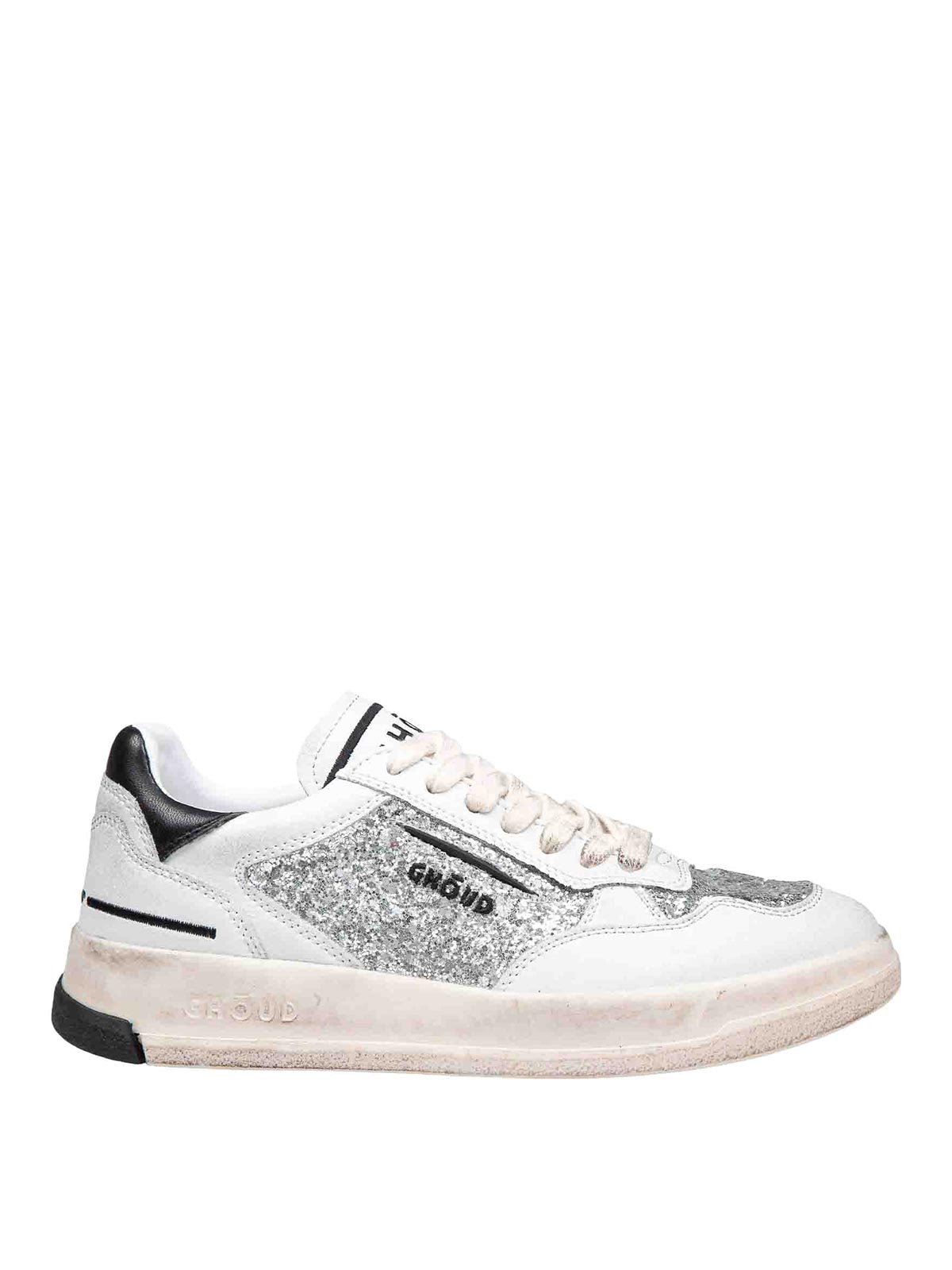 Shop Ghoud Venice Tweener Low Sneakers In Glitter Grey/gold