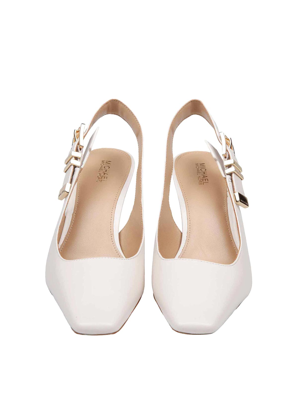 Shop Michael Kors Darrington Slingback In Cream Color Leather In White