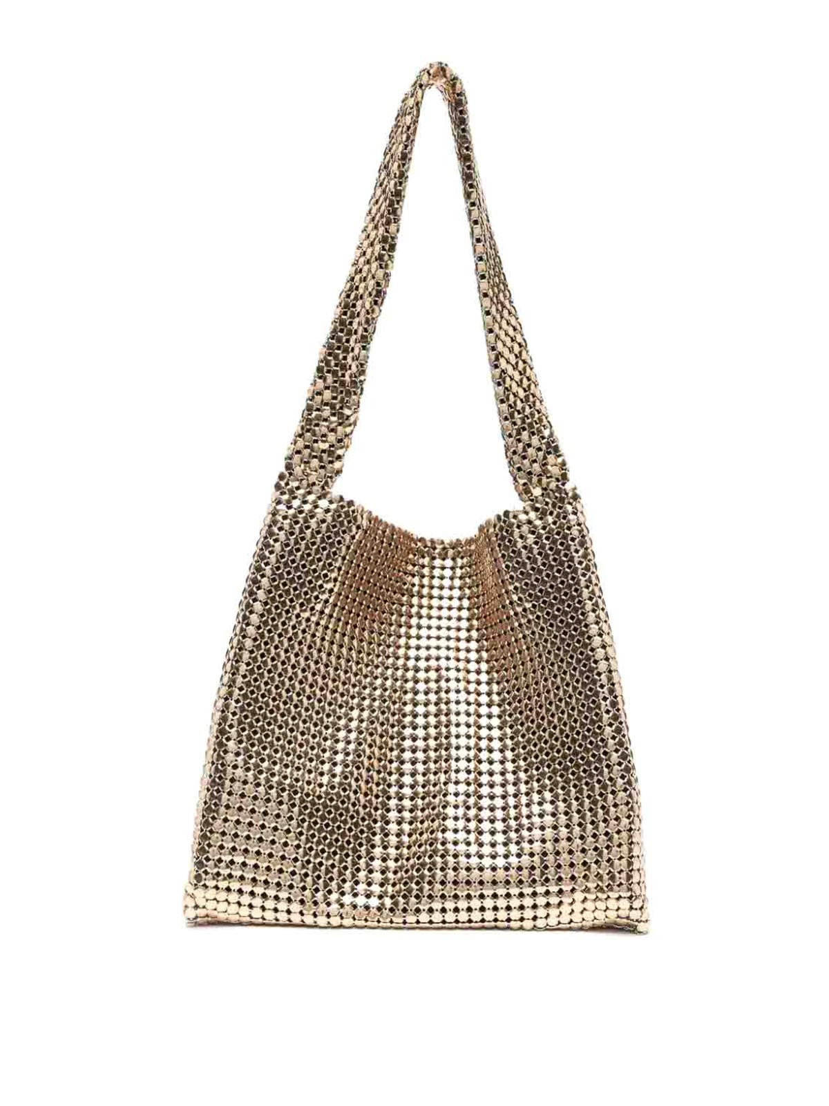 Rabanne Pixel Tote Bag In Gold