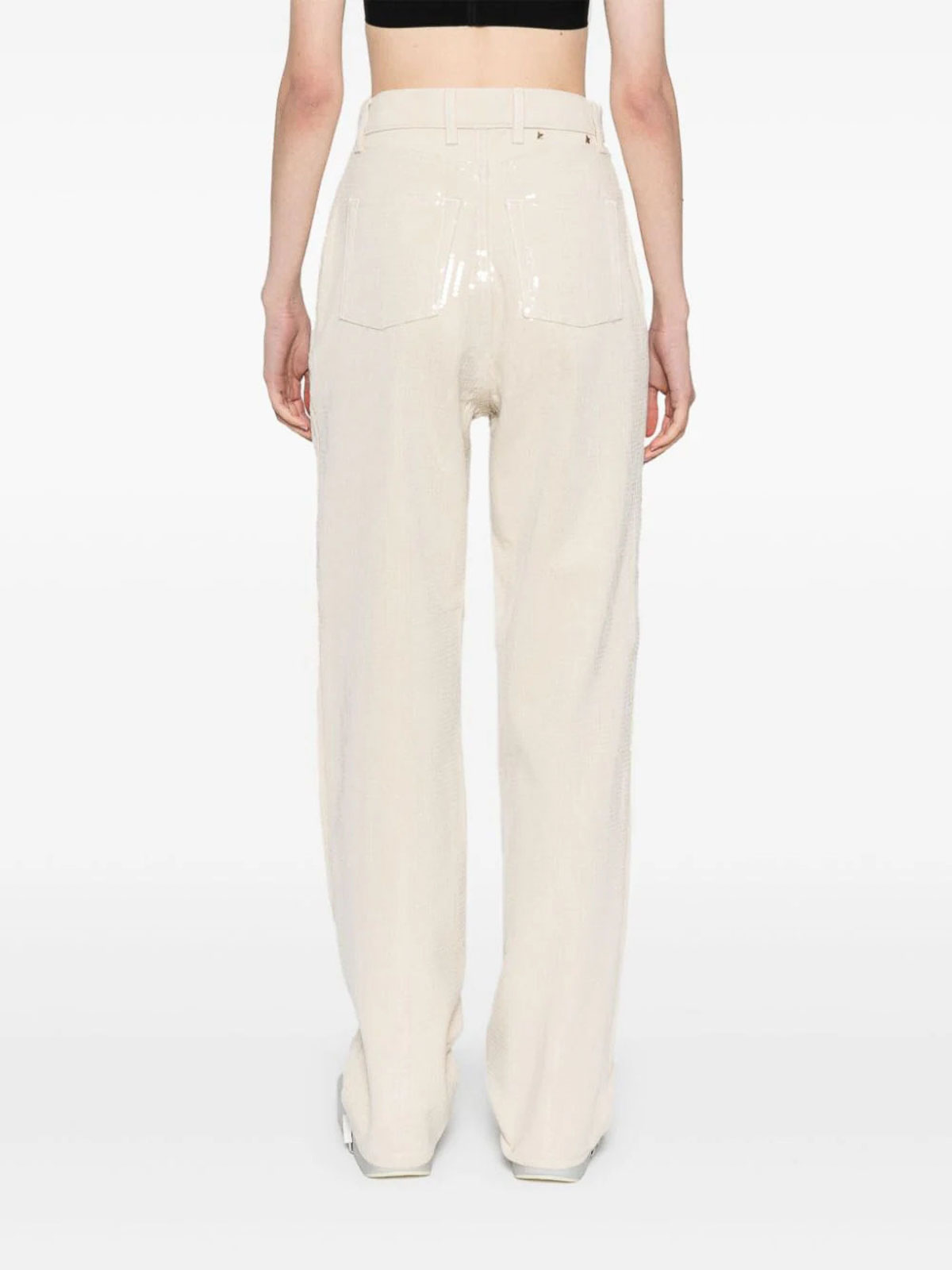 Shop Golden Goose Jeans Kim Pailettes In Light Beige