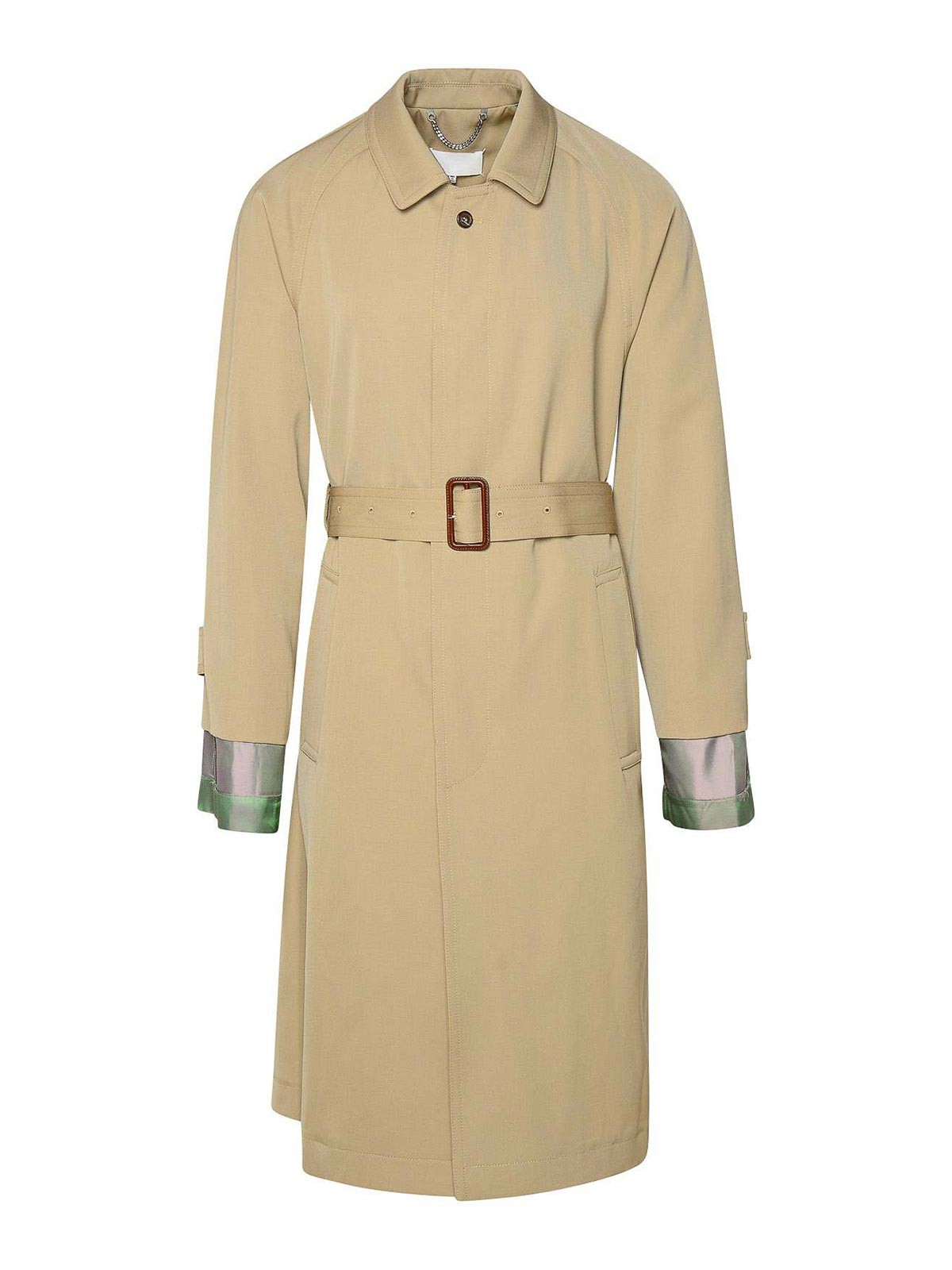 Maison Margiela Beige Virgin Wool Trench Coat In Beis