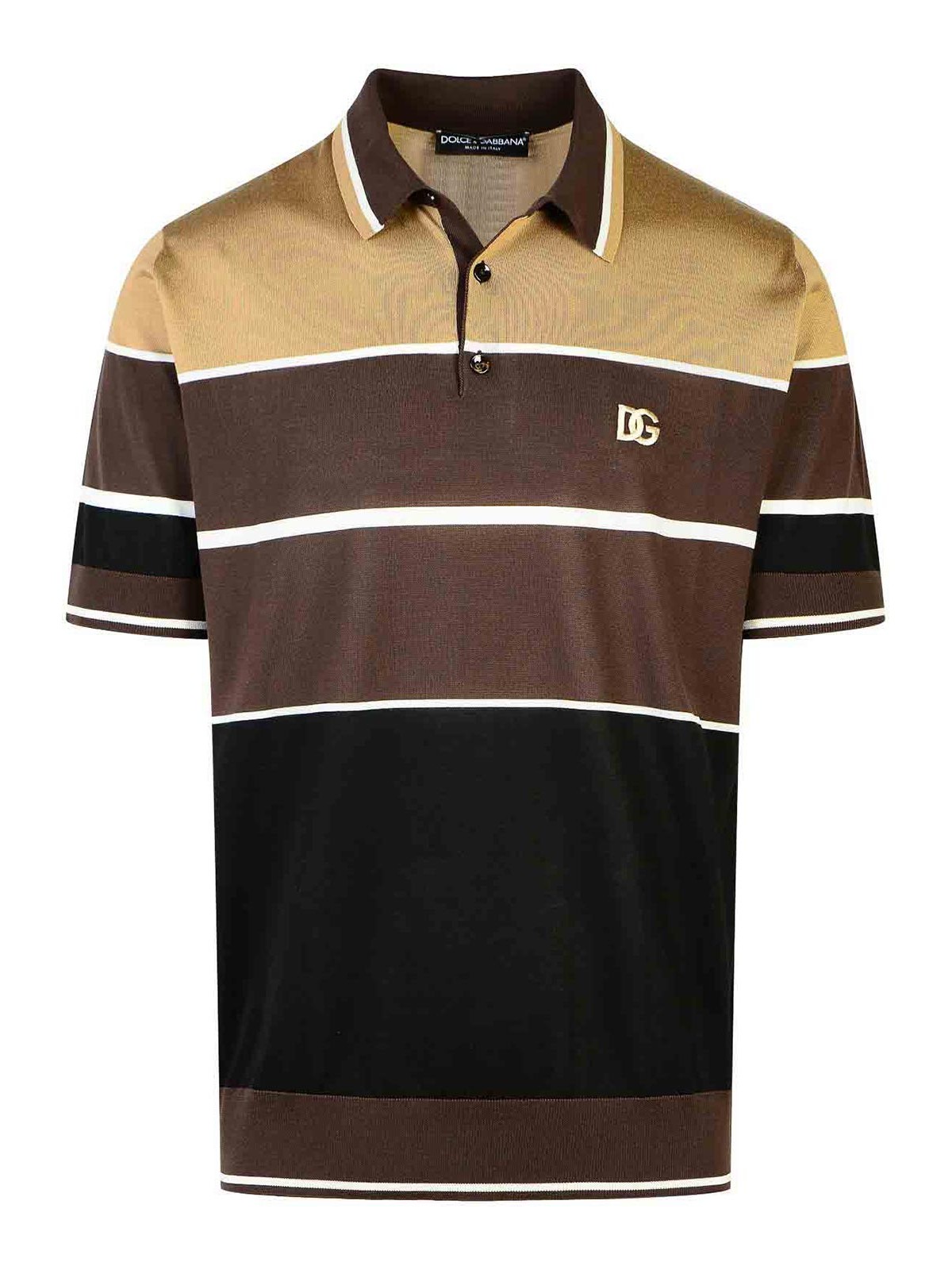 Shop Dolce & Gabbana Brown Silk Polo Shirt In Marrón