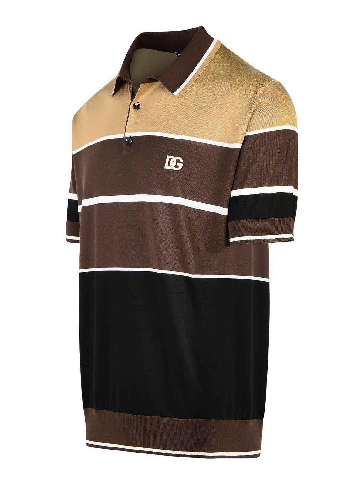 Shop Dolce & Gabbana Brown Silk Polo Shirt In Marrón