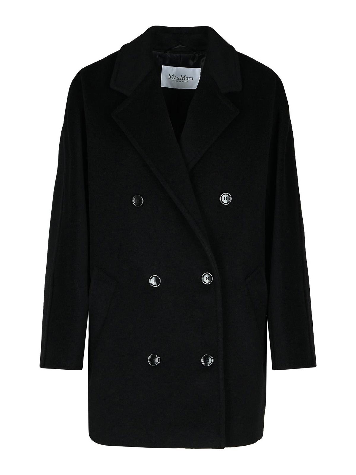 Shop Max Mara Rebus Black Wool And Cahsmere Blend Coat In Negro