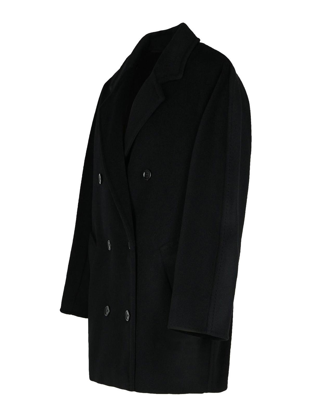 Shop Max Mara Rebus Black Wool And Cahsmere Blend Coat In Negro