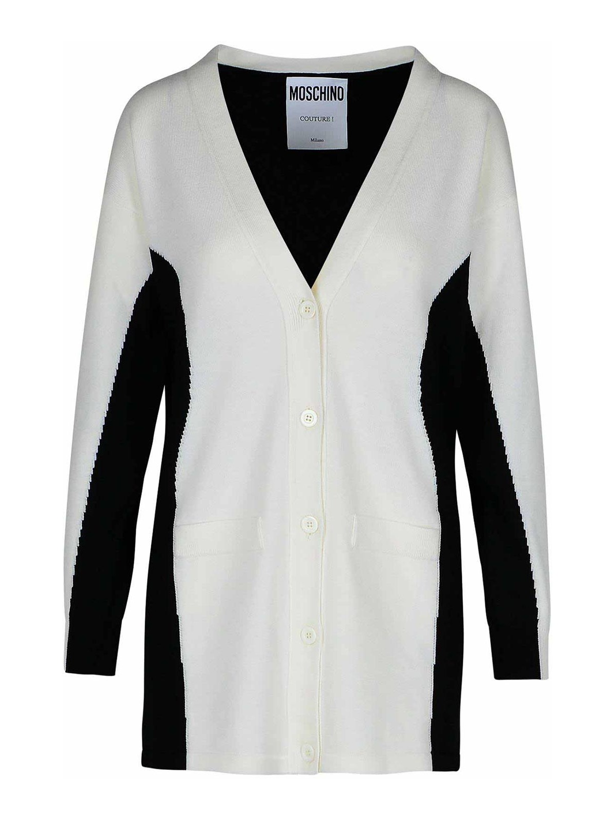 Shop Moschino White Virgin Wool Cardigan In Blanco