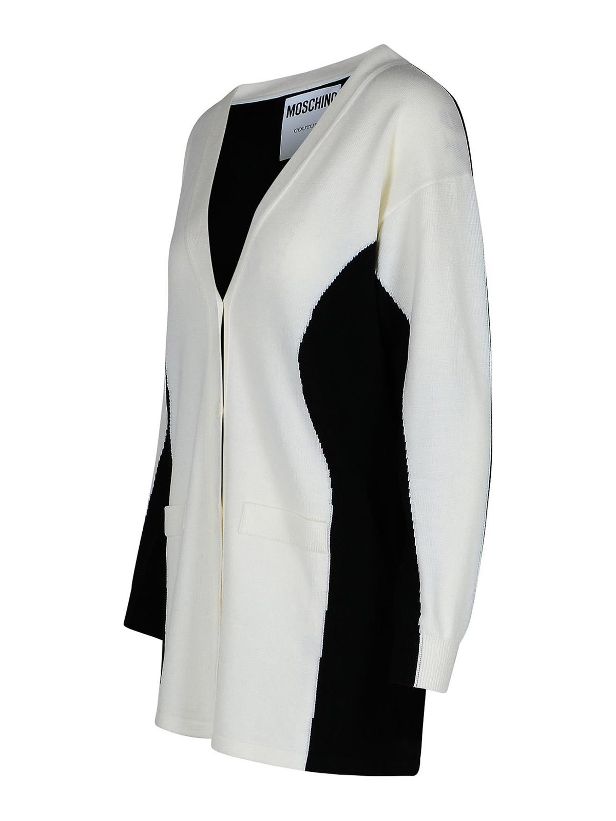 Shop Moschino White Virgin Wool Cardigan In Blanco