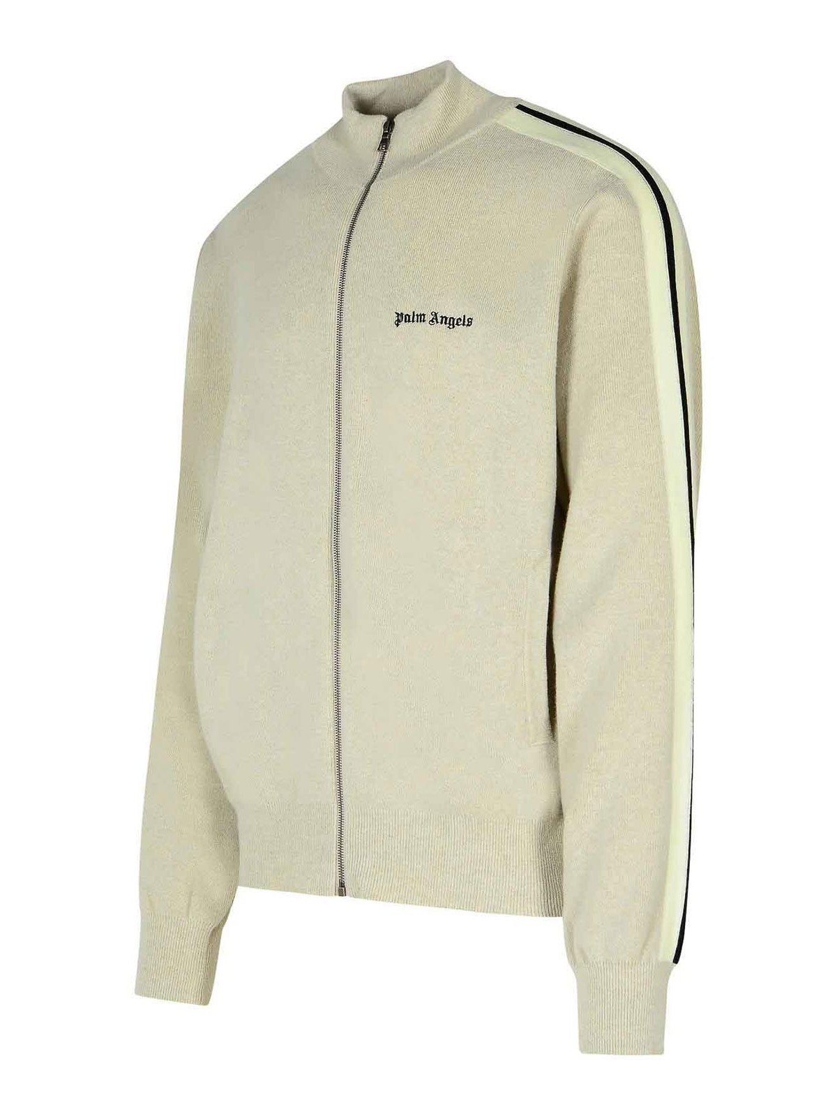 Shop Palm Angels Track Grey Wool Blend Sweatshirt In Beis