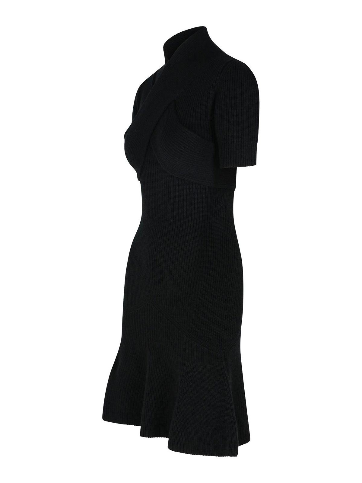 Shop Patou Black Merino Wool Blend Dress In Negro