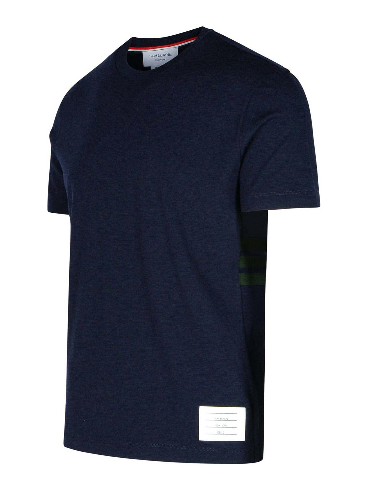 Shop Thom Browne Navy Wool T-shirt In Azul Oscuro