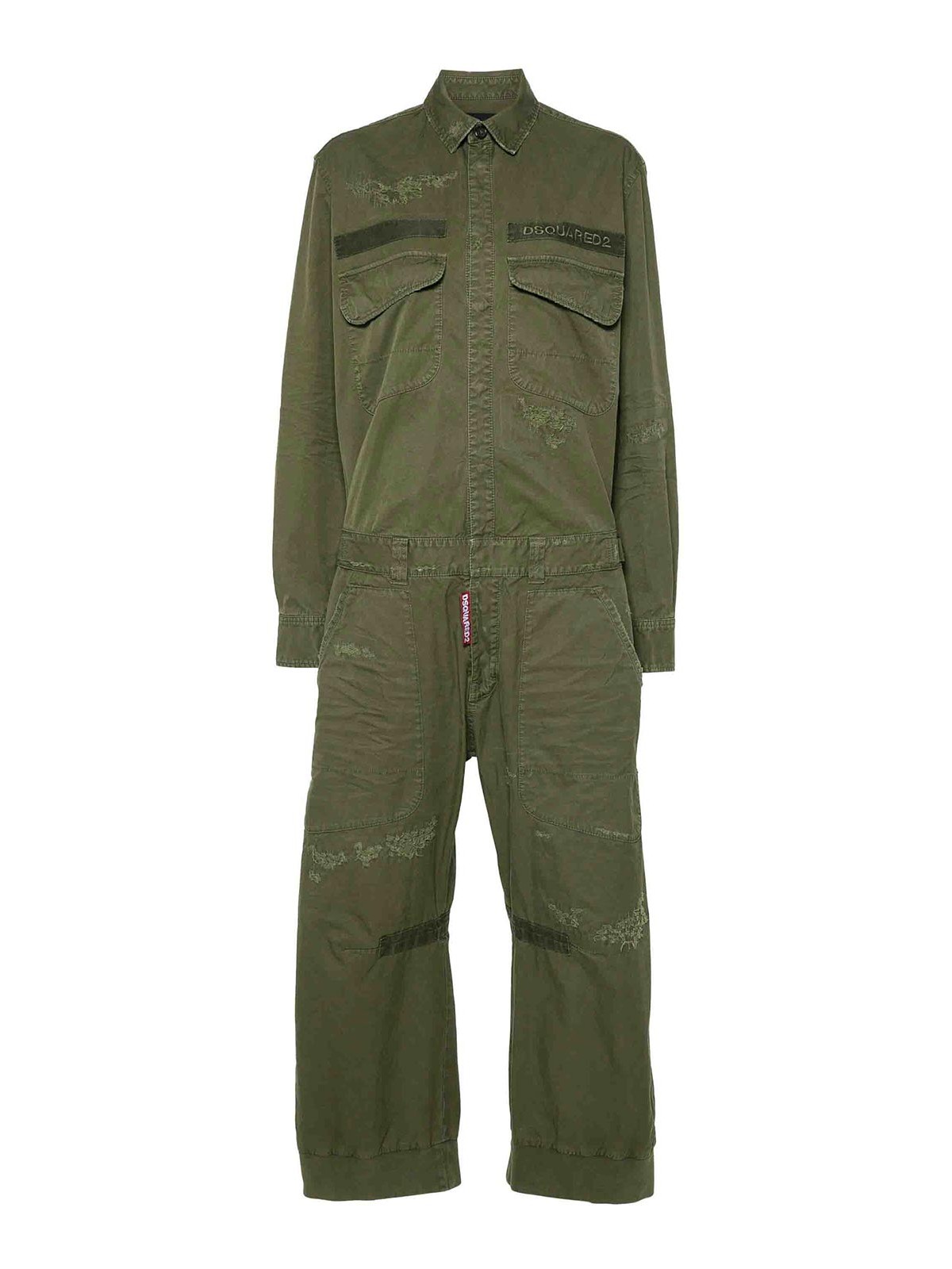 Shop Dsquared2 Overdyed Military Jumpsuit In Verde