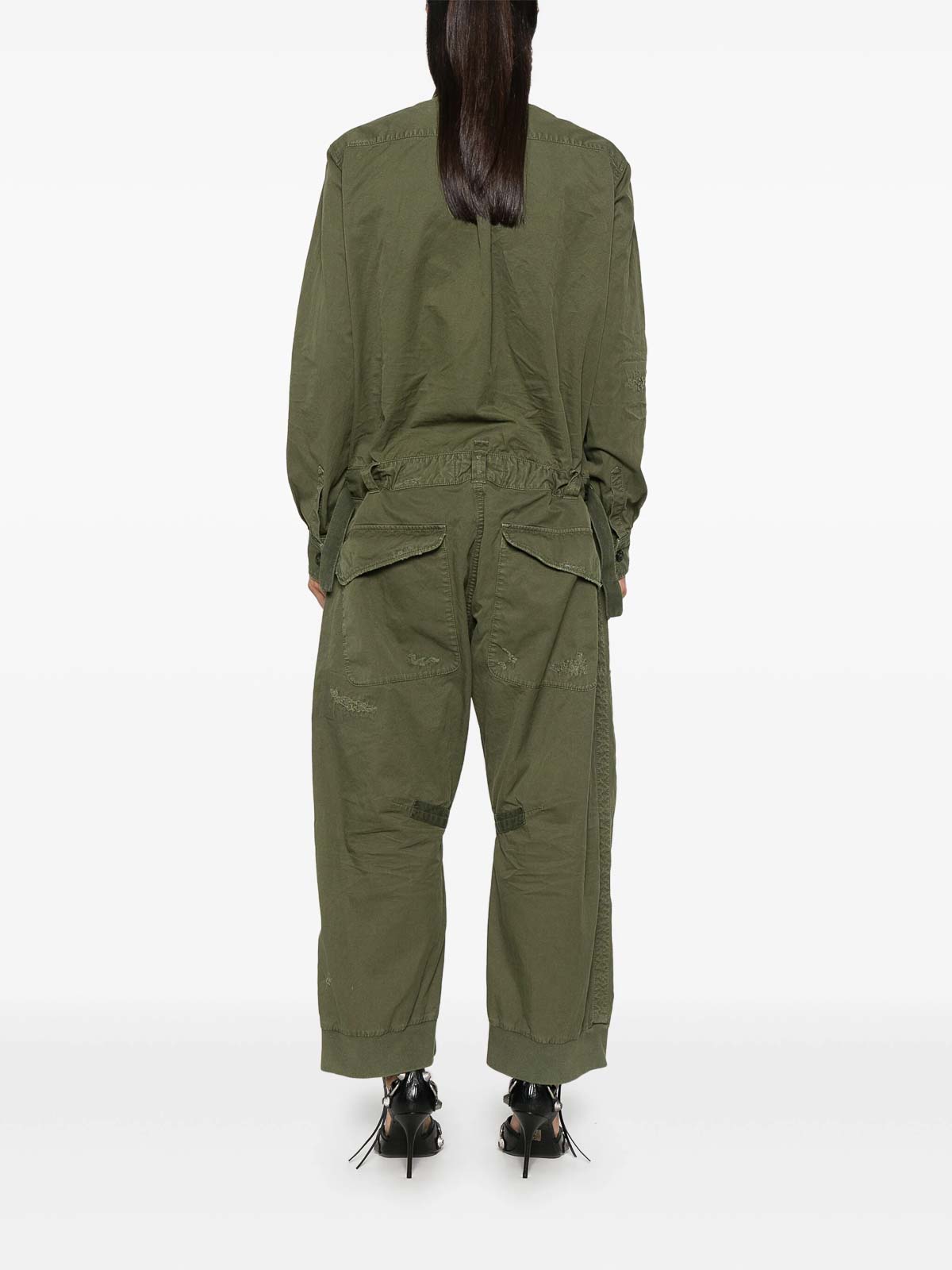 Shop Dsquared2 Overdyed Military Jumpsuit In Verde