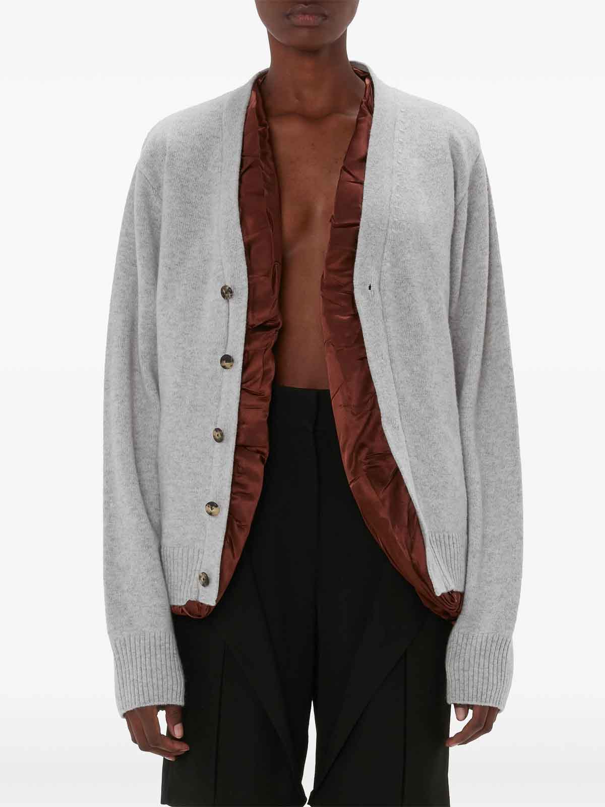 Shop Jw Anderson Satin-lined Cardigan In Gris Claro