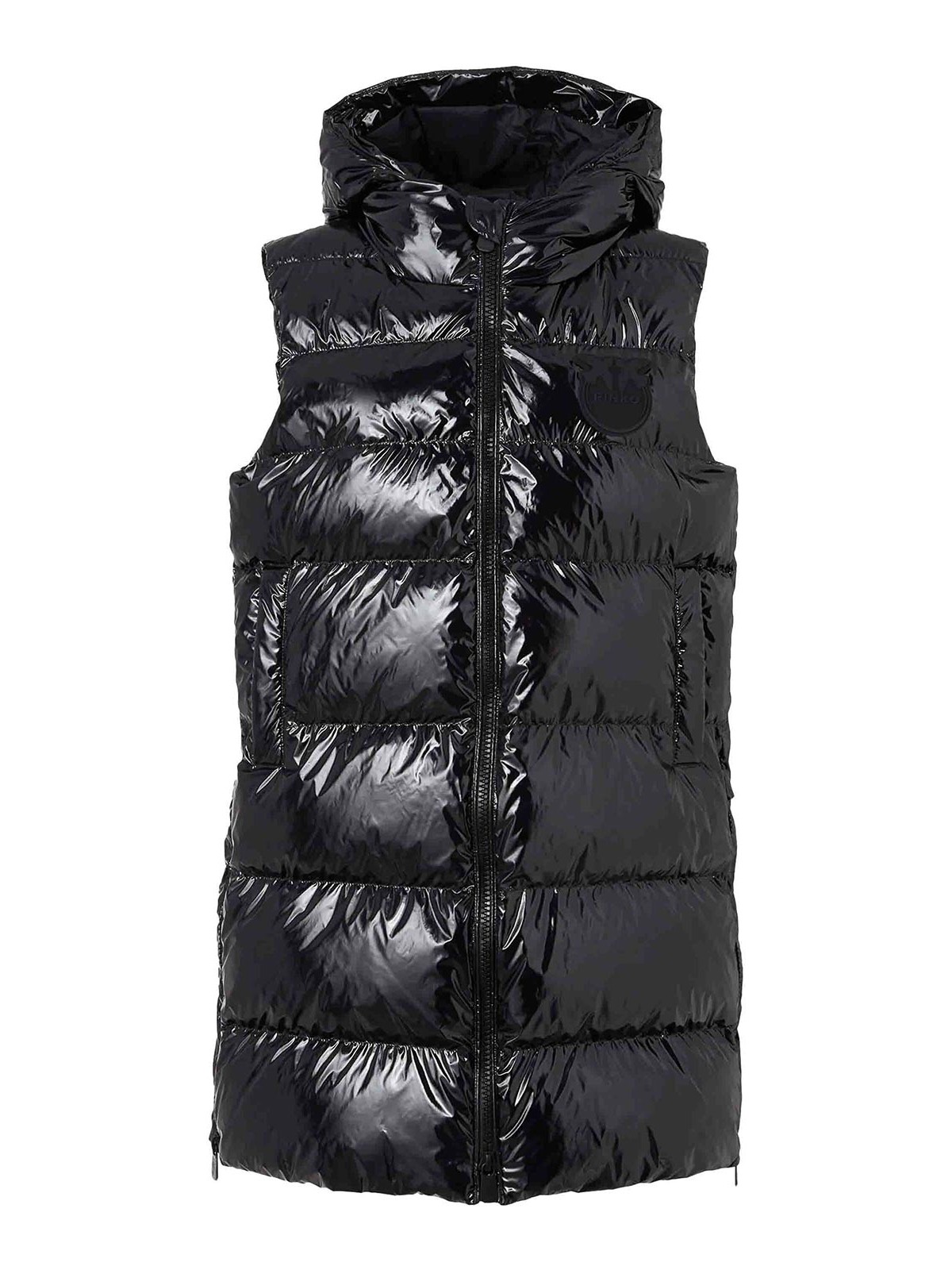 Shop Pinko Graffetta Sleeveless Hooded Padded Coat In Negro