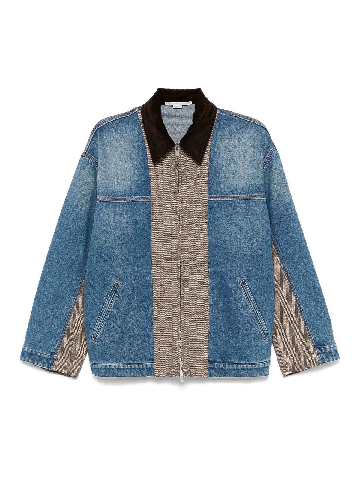 Shop Stella Mccartney Tweed Denim Jacket In Azul