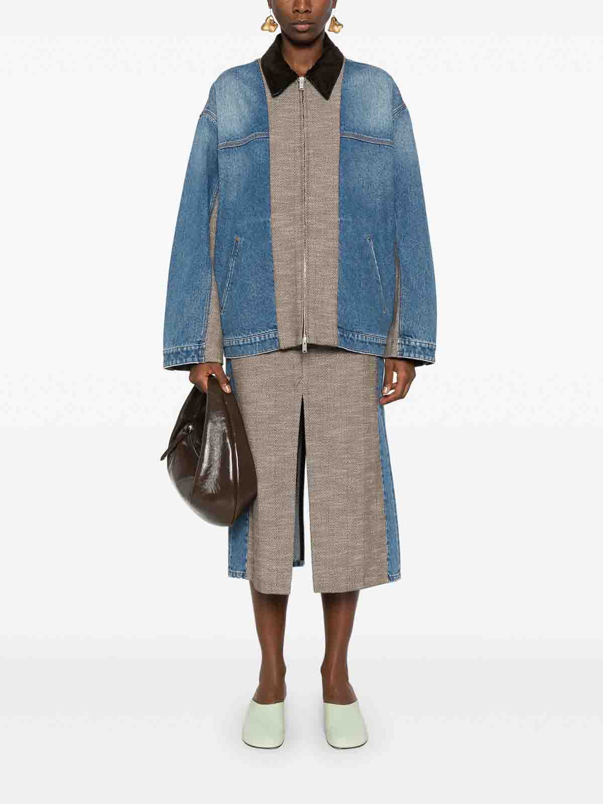 Shop Stella Mccartney Tweed Denim Jacket In Azul