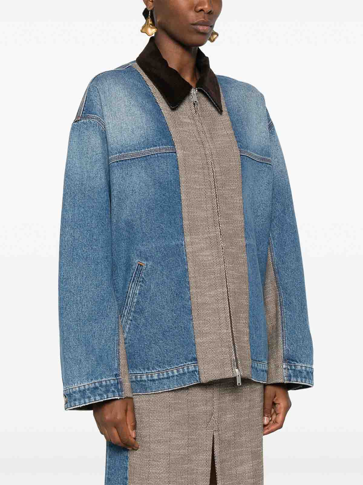 Shop Stella Mccartney Tweed Denim Jacket In Azul