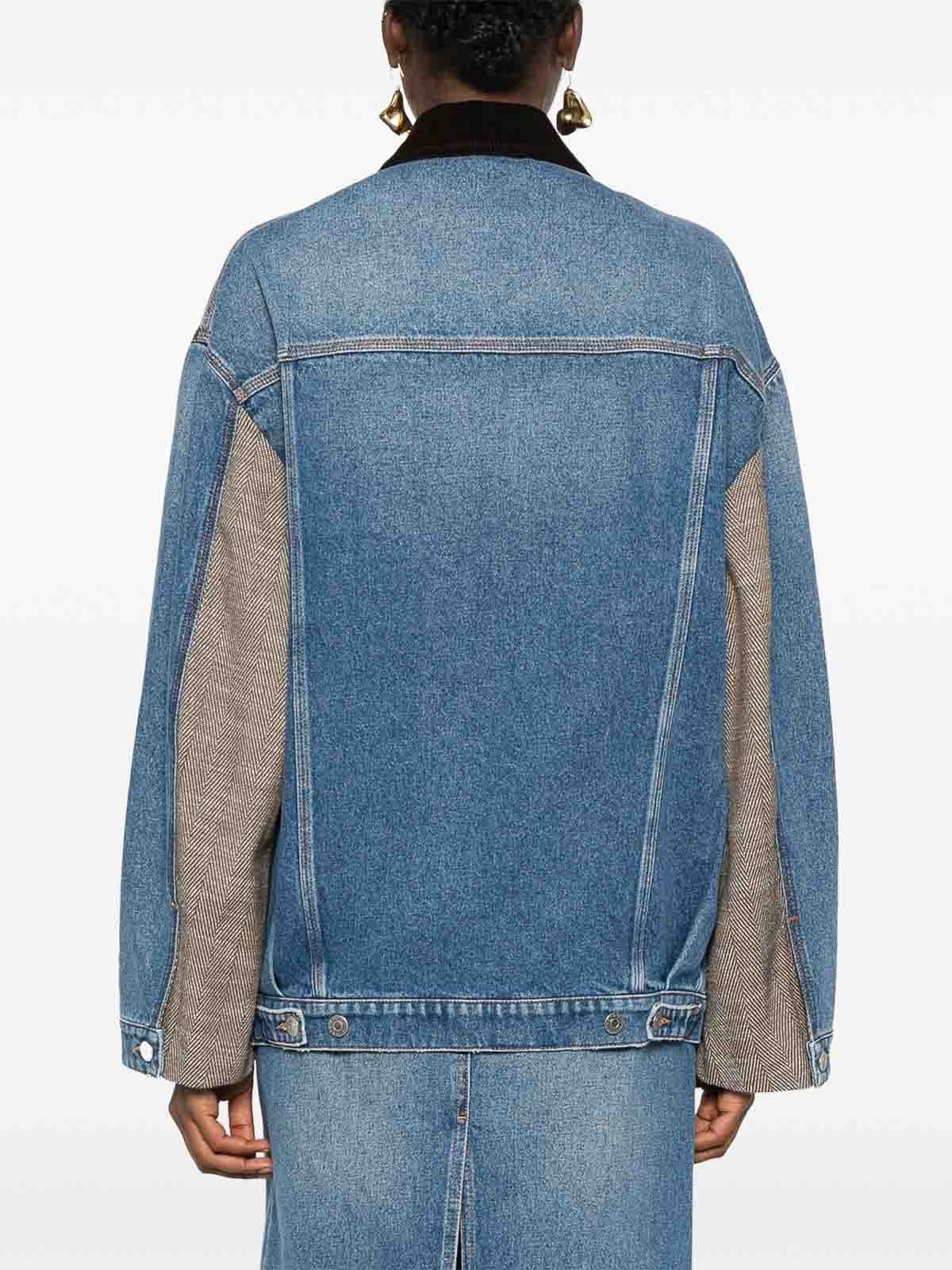 Shop Stella Mccartney Tweed Denim Jacket In Azul