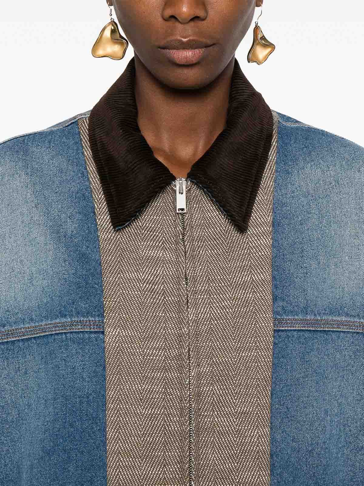 Shop Stella Mccartney Tweed Denim Jacket In Azul