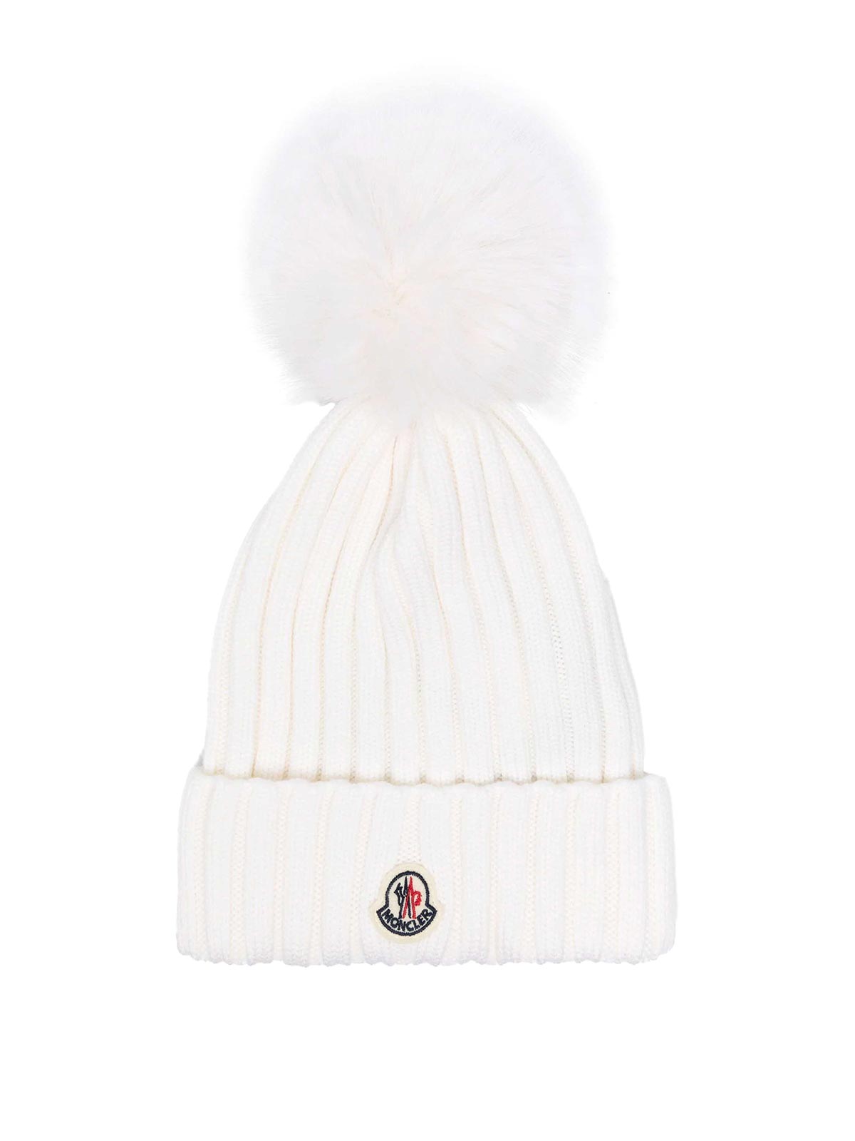 Shop Moncler Pompom Wool Beanie In Beis