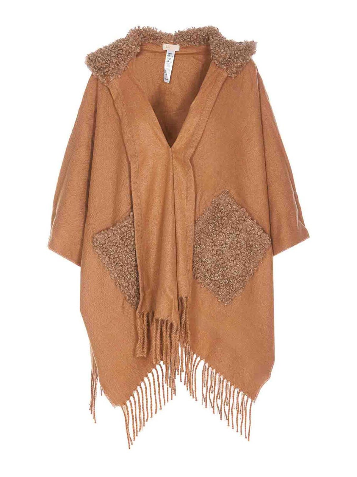 Shop Liu •jo Poncho Logo In Beige