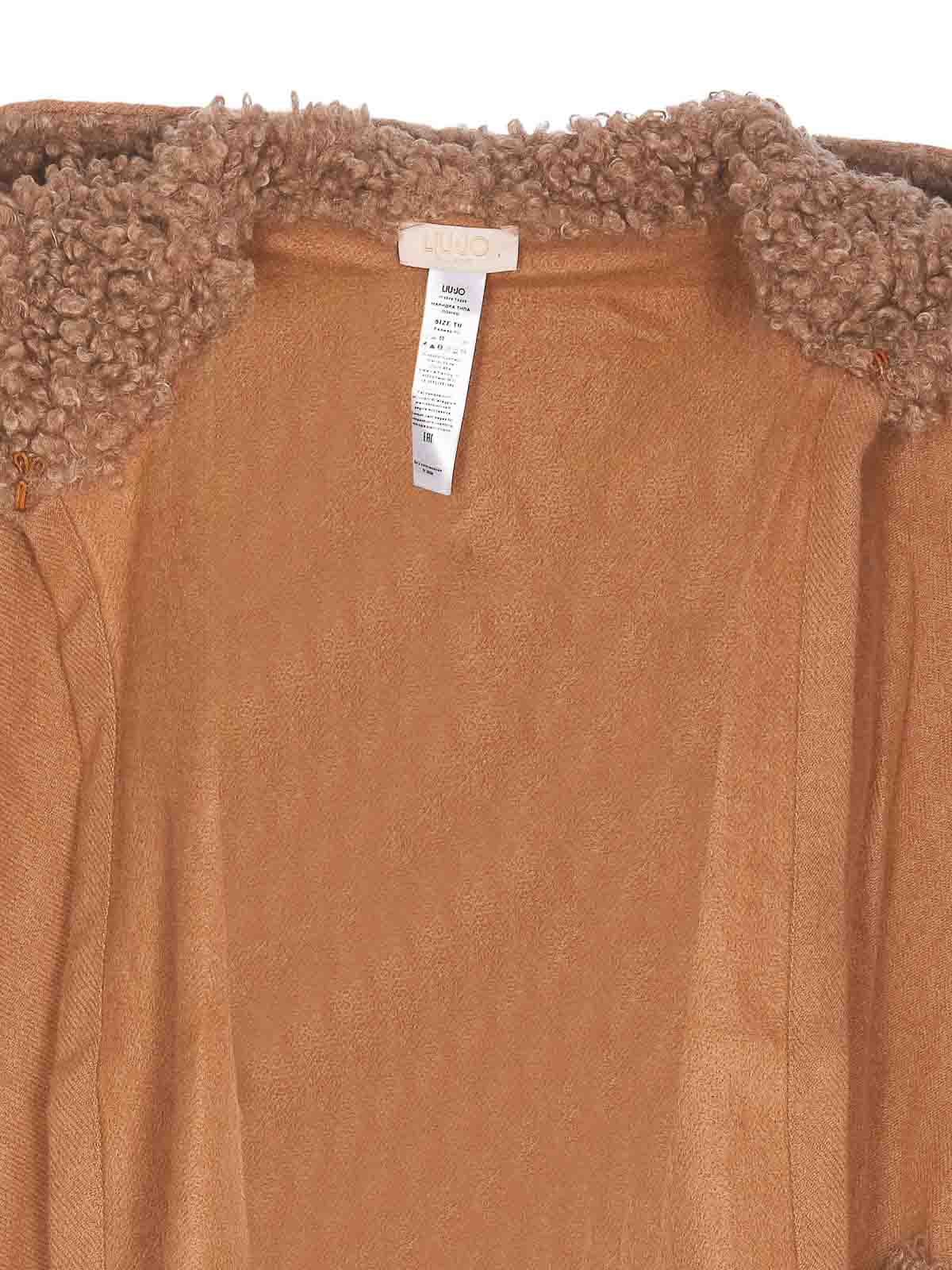 Shop Liu •jo Poncho Logo In Beige