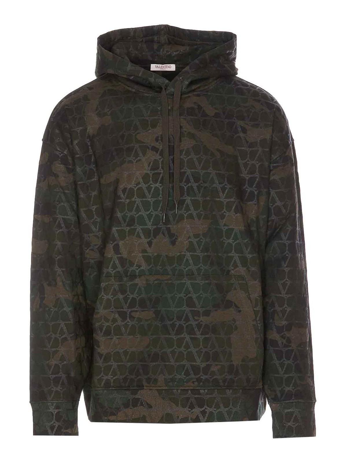 Valentino Toile Iconographe Camouflage Print Hoodie In Green