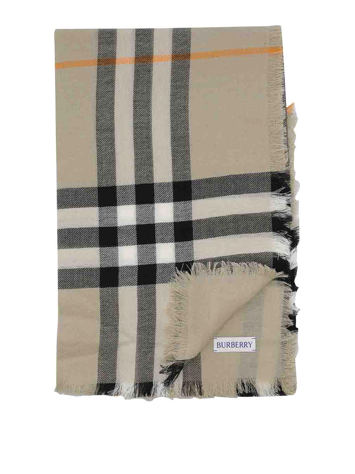 Shop Burberry Beige Giant Check Scarf