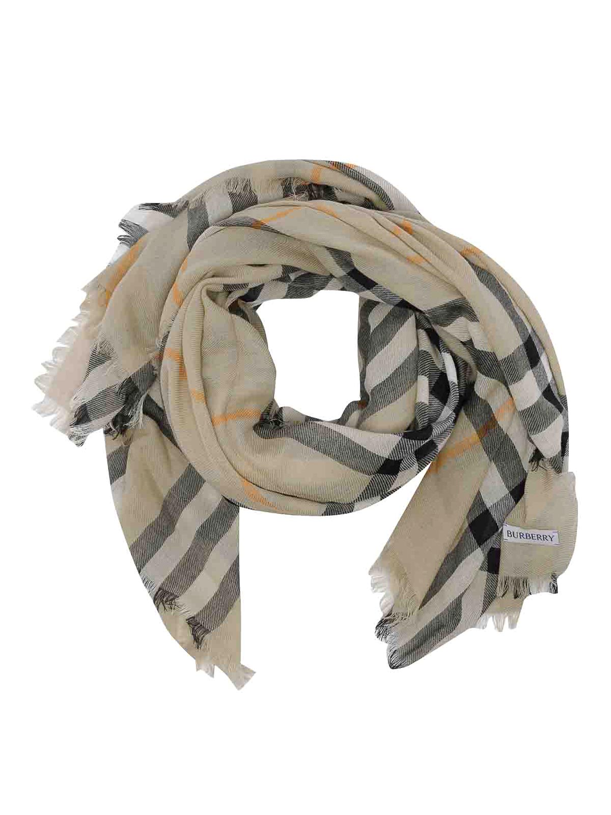 Shop Burberry Beige Giant Check Scarf