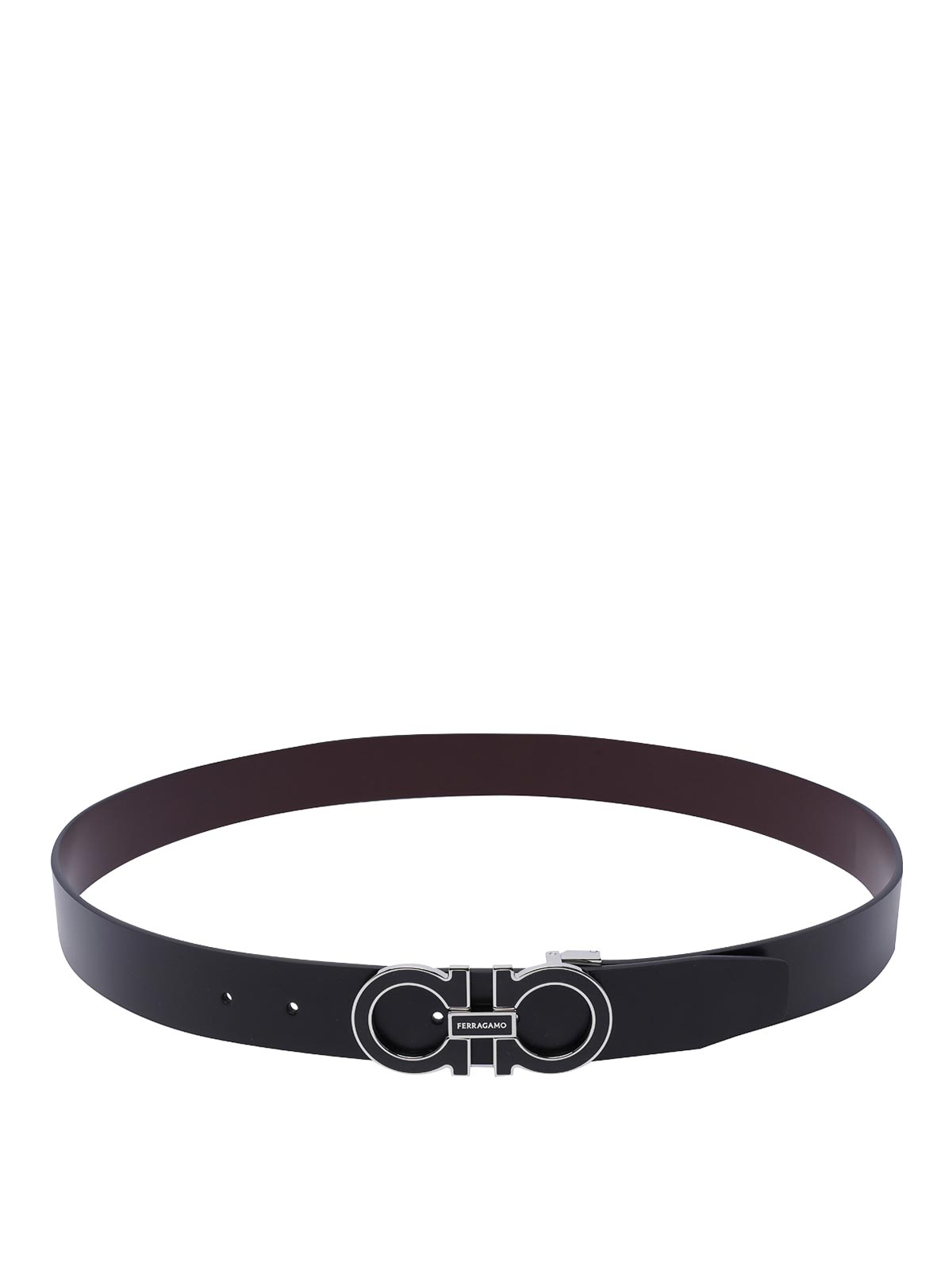 Shop Ferragamo Gancini Reversible And Adjustable Belt In Black