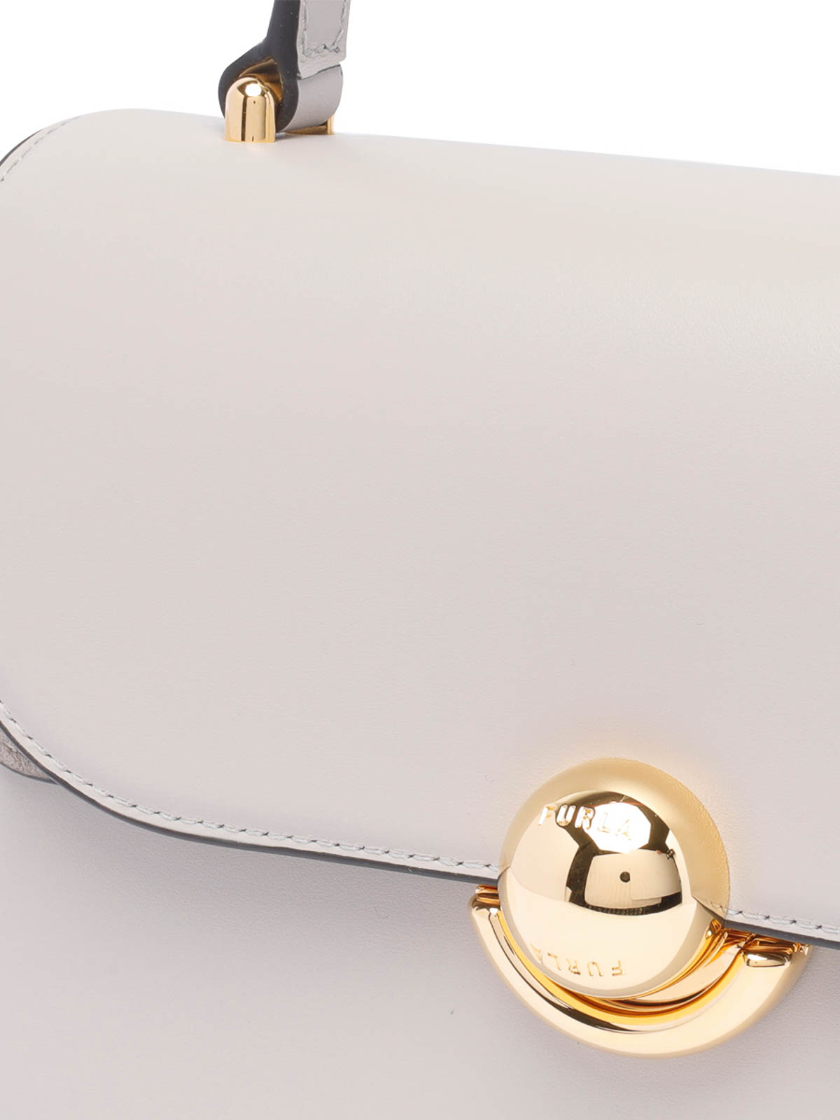 Shop Furla Vanilla Mini Sfera Handbag In Beige