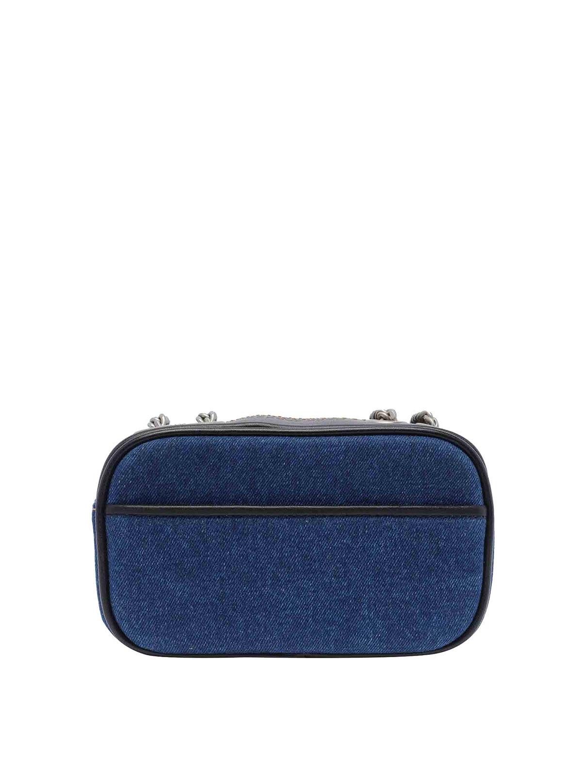 Shop Marc Jacobs The Denim Chain Snapshot Bag In Blue