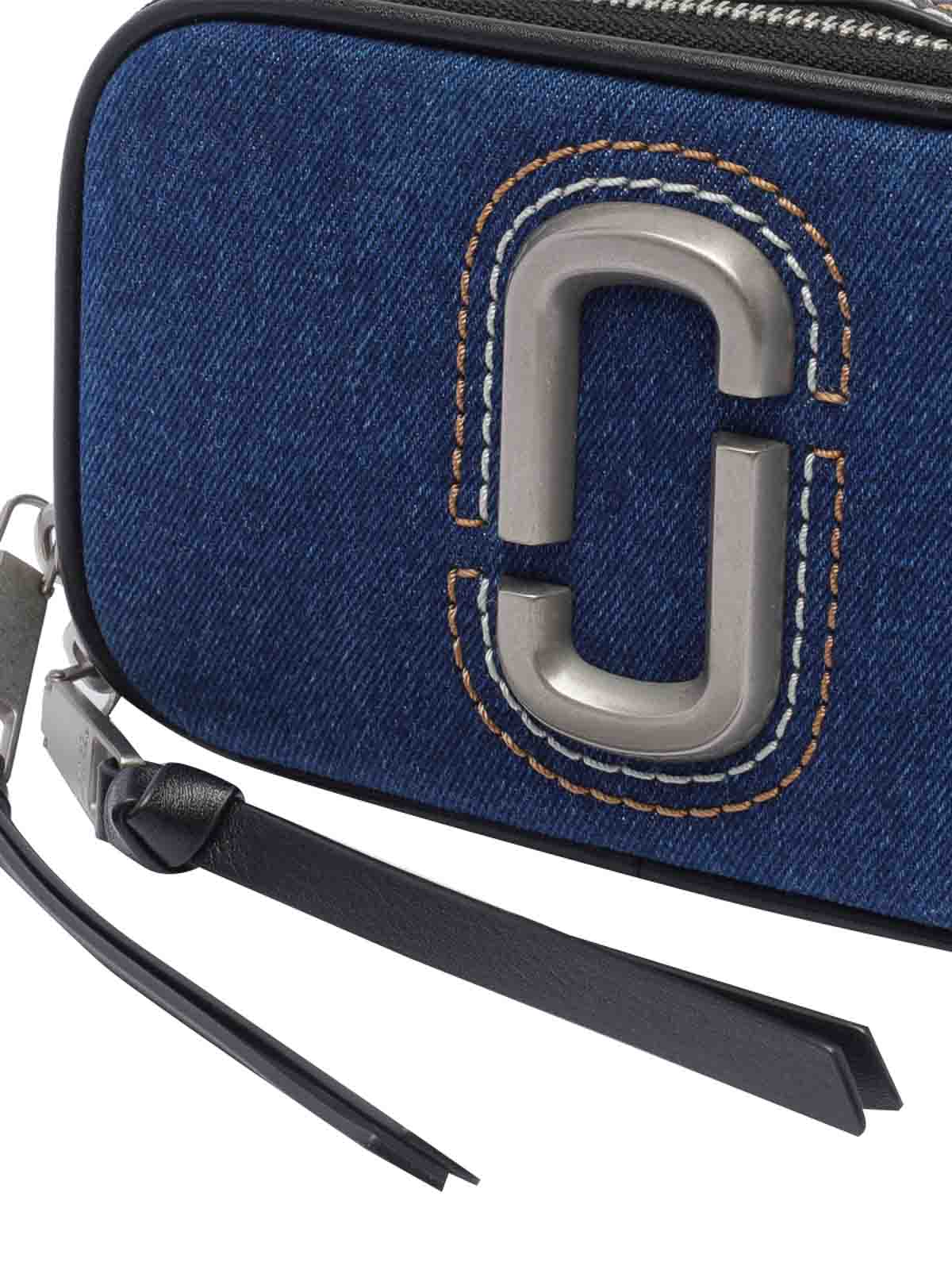 Shop Marc Jacobs The Denim Chain Snapshot Bag In Blue