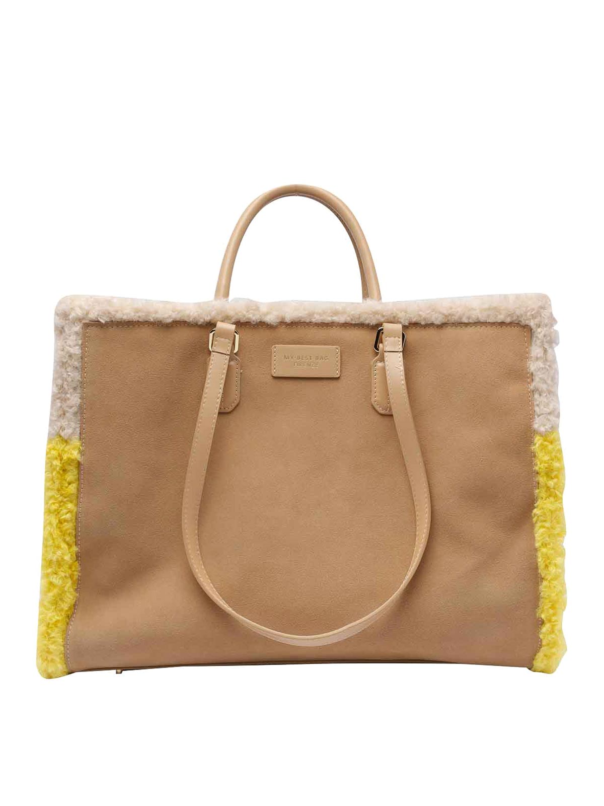 My Best Bag Atena Fur Reversible Hand Bag In Beige