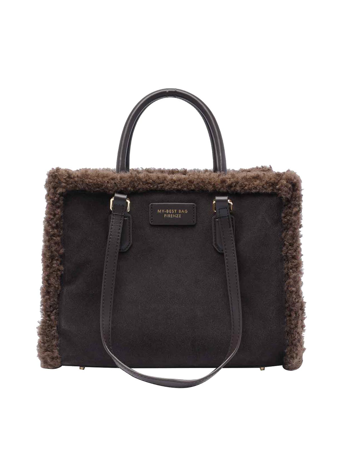 My Best Bag Atena Fur Reversible Hand Bag In Brown