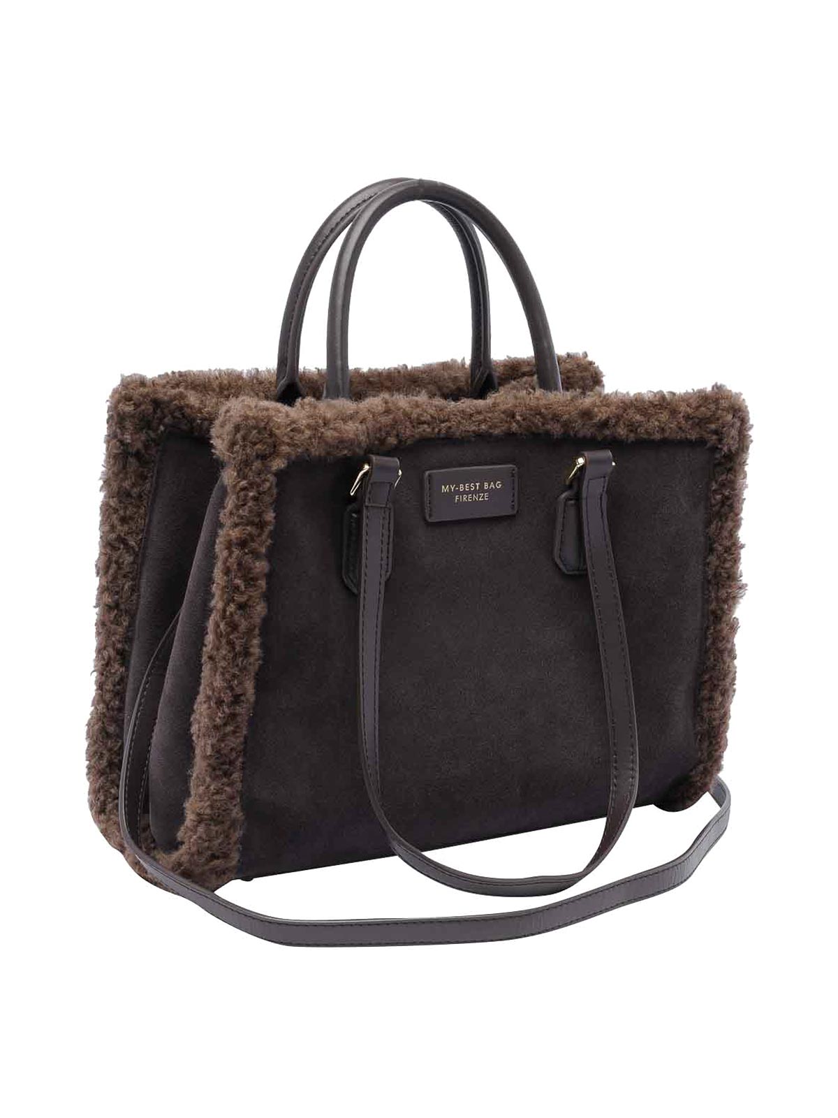 Shop My Best Bag Atena Fur Reversible Hand Bag In Brown