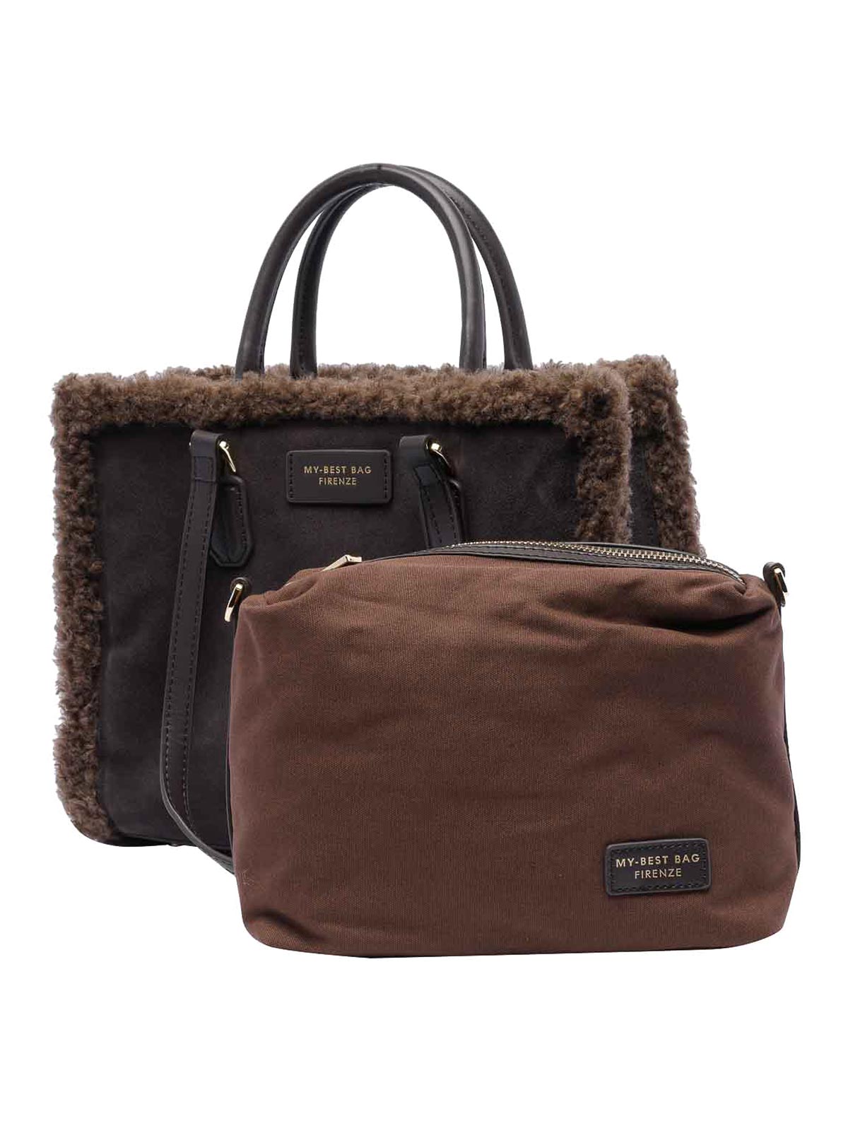 Shop My Best Bag Atena Fur Reversible Hand Bag In Brown