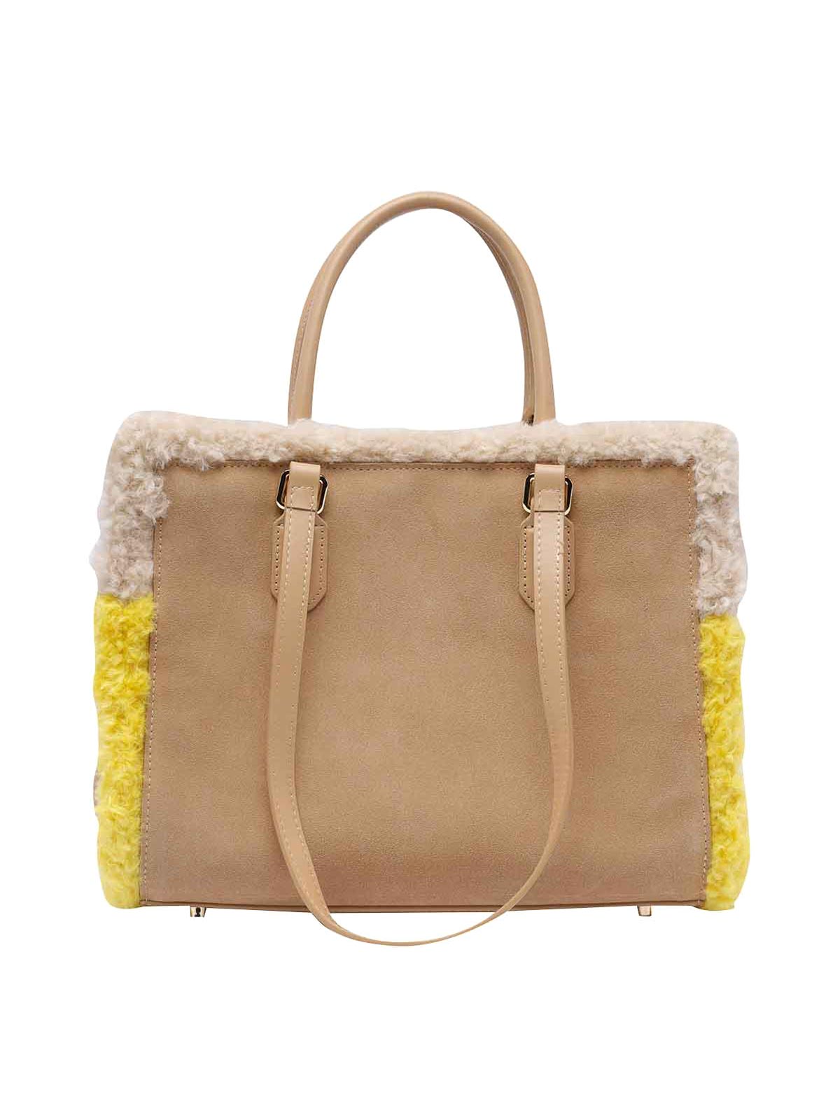 Shop My Best Bag Atena Fur Reversible Hand Bag In Beige