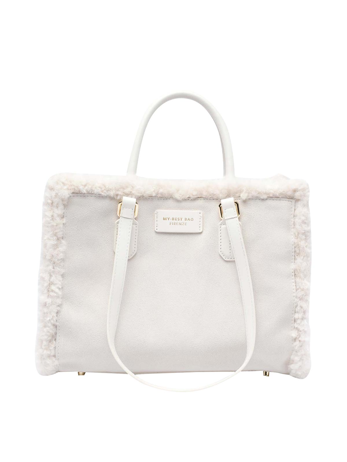 My Best Bag Atena Fur Reversible Hand Bag In White