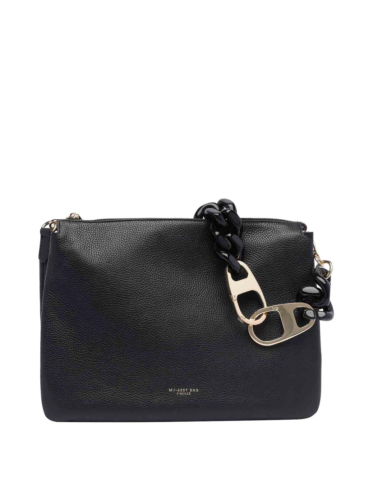 My Best Bag Black Leather Chunky Chain Strap Shoulder Bag