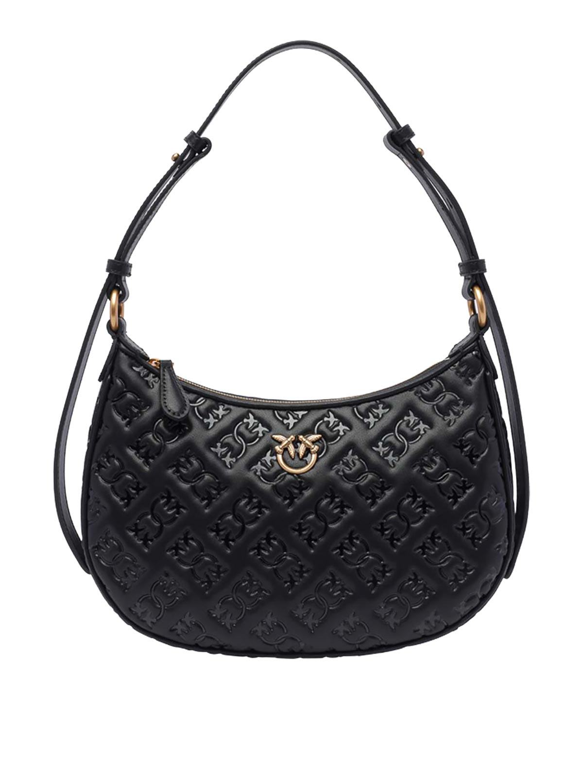 Shop Pinko Black Mini Half Moon Shoulder Bag